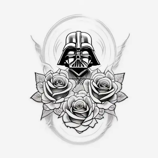 sith tattoo surrounded by roses tattoo design idea