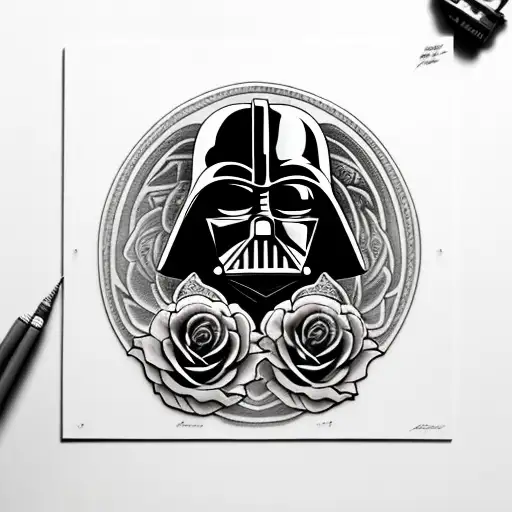 sith completely surrounded by roses tattoo design idea