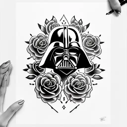 sith completely surrounded by roses tattoo design idea