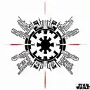 star wars imperial logo surrounded by flowers tattoo design idea