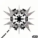 star wars imperial logo surrounded by flowers tattoo design idea