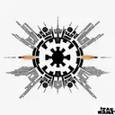 star wars imperial logo surrounded by flowers tattoo design idea
