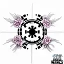 star wars imperial logo surrounded by flowers tattoo design idea
