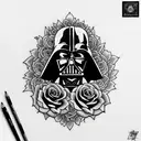 sith completely surrounded by roses tattoo design idea