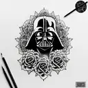 sith completely surrounded by roses tattoo design idea