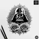 sith completely surrounded by roses tattoo design idea
