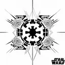 star wars SITH EMPIRE logo surrounded by roses tattoo design idea