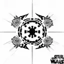 star wars SITH EMPIRE logo surrounded by roses tattoo design idea