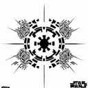star wars SITH EMPIRE logo surrounded by roses tattoo design idea