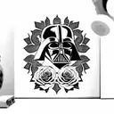 Darth Vader surrounded by roses tattoo design idea