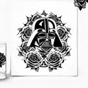 Darth Vader surrounded by roses tattoo design idea