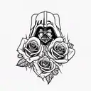 sith tattoo surrounded by roses tattoo design idea