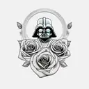 sith tattoo surrounded by roses tattoo design idea