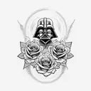 sith tattoo surrounded by roses tattoo design idea
