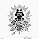 sith tattoo surrounded by roses tattoo design idea