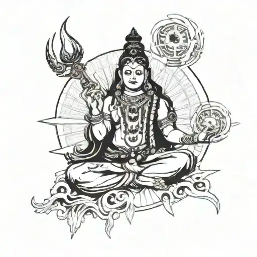 Represent hindu god lord shiva and something uniuqe and creative and meaningful tattoo design idea