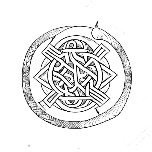vegvisir and Viking snake tattoo design idea