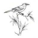 A bird perched on a branch or palm tree tattoo design idea