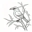 A bird perched on a branch or palm tree tattoo design idea