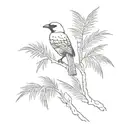 A bird perched on a branch or palm tree tattoo design idea