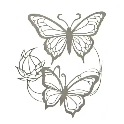 thyroid cancer symbol with butterfly  tattoo design idea