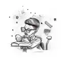 Tattoo with the text "Skyttbrink Gymnasium 2022-2024" and a stick figure of a teacher in front of a whiteboard tattoo design idea