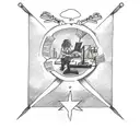 Tattoo with the text "Skyttbrink Gymnasium 2022-2024" and a stick figure of a teacher in front of a whiteboard tattoo design idea