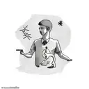 Tattoo with the text "Skyttbrink Gymnasium 2022-2024" and a stick figure of a teacher in front of a whiteboard tattoo design idea