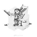 Tattoo with the text "Skyttbrink Gymnasium 2022-2024" and a stick figure of a teacher in front of a whiteboard tattoo design idea