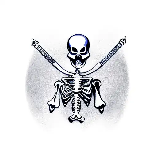 navy medic skeleton holding a gun tattoo design idea