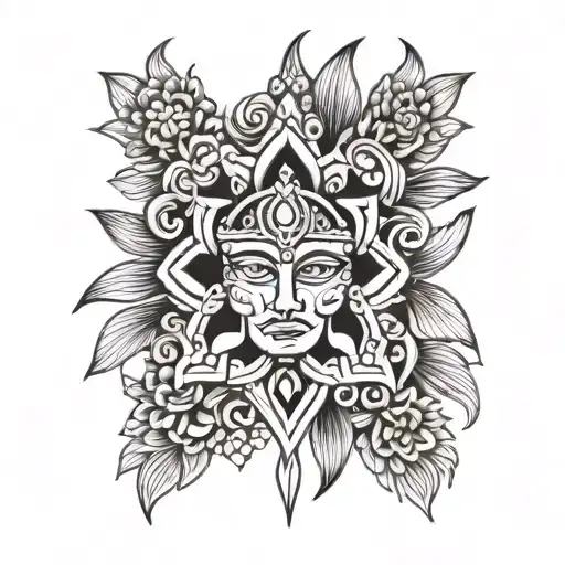 flower inca god inti tattoo design idea