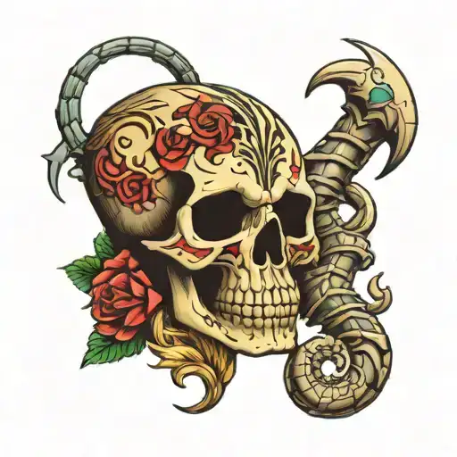 Skull and Scorpion  tattoo design idea
