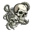 Skull and Scorpion mixed tattoo design idea