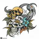 Skull and Scorpion mixed tattoo design idea
