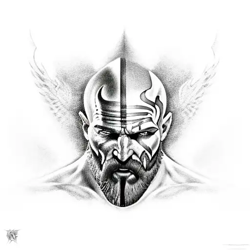 kratos god of war escritas runcias  tattoo design idea