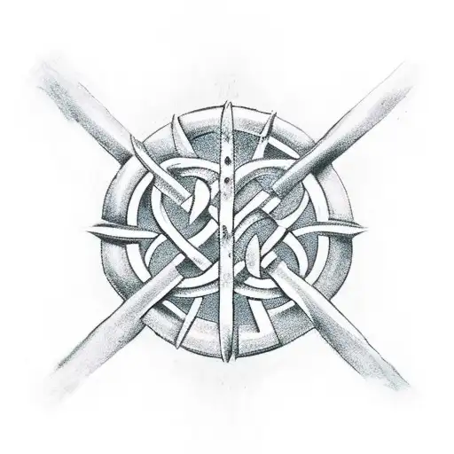 thors hammer with celtic symbols tattoo design idea