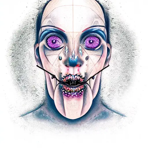 ghost figure on face tattoo design idea