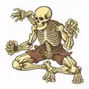 skeleton in orthodox fighting stance with mma gloves on tattoo design idea