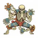 skeleton in orthodox fighting stance with mma gloves on tattoo design idea
