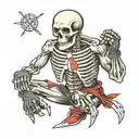 skeleton in orthodox fighting stance with mma gloves on tattoo design idea