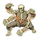 skeleton in orthodox fighting stance with mma gloves on tattoo design idea