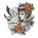 ANNA NINA text tattoo design idea