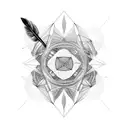 A feather floating away on the wind, A geometric design incorporating elements like triangles or diamond, A depiction of tattoo design idea