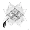 A feather floating away on the wind, A geometric design incorporating elements like triangles or diamond, A depiction of tattoo design idea