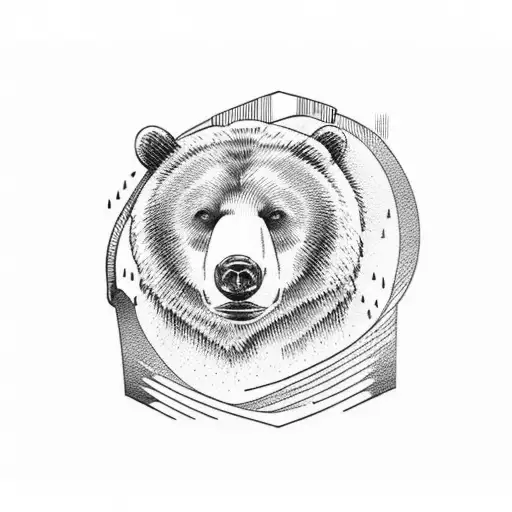 Bear with axe tattoo design idea