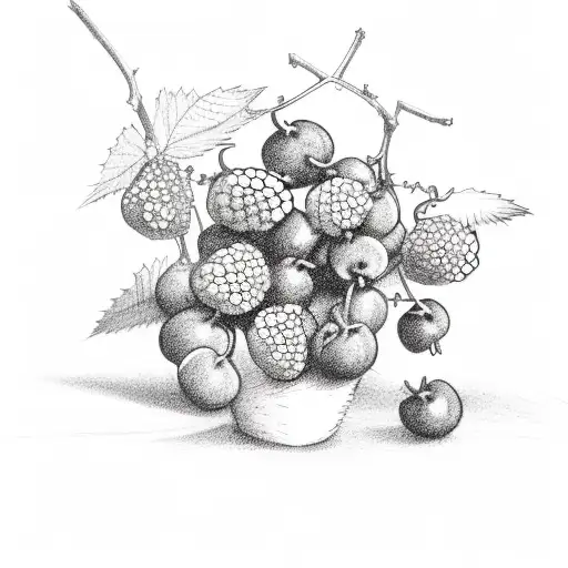 bunch of three blackberries on a vine tattoo design idea