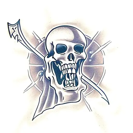 jolly roger with torches instead of bones tattoo design idea