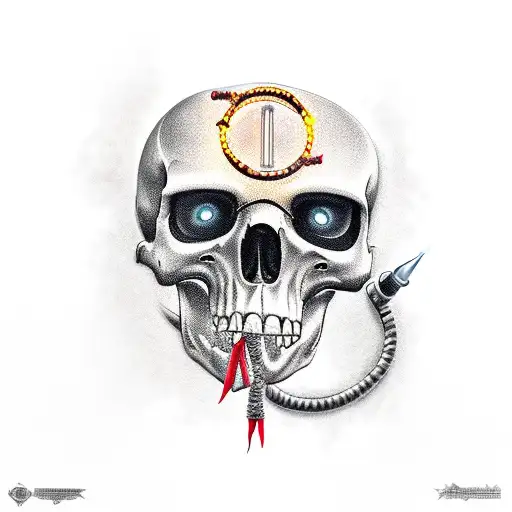 jolly roger with torches instead of bones tattoo design idea