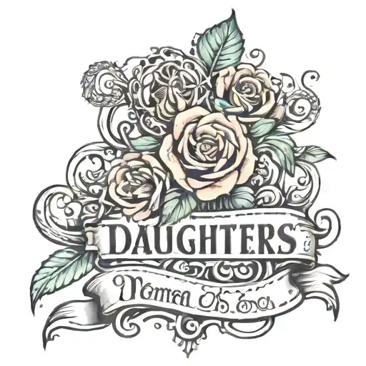 daughters names wrapped tattoo design idea