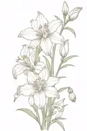 aster flower, iris flower, daffodil, larkspur flowers intertwined tattoo design idea